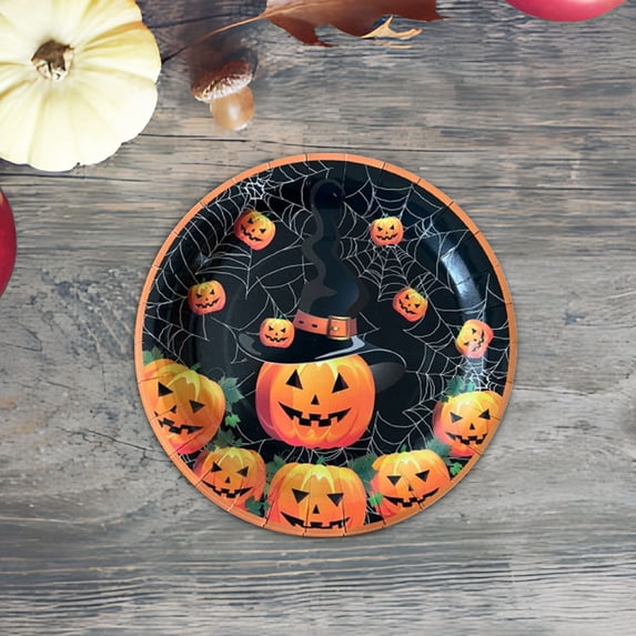Hioyaky 20Pc Halloween Party Decoration Paper Plates Tableware Set New Ghost Pumpkin Castle Paper Tableware For Holiday Birthday Party Supplies Decorations