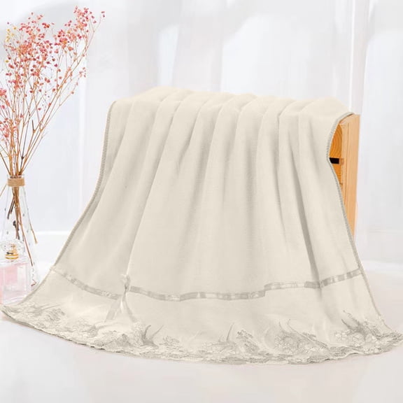 Hioyaky 3 Piece Bath Towels Set Colour Lace Side Soft Absorbent Quick Dry Embroidered Gift Towel Bath Towel For And Home