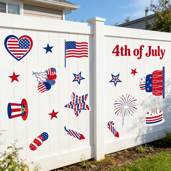 Hioyaky 4Th Of July Window Clings Decorations, Removable Patriotic Window Stickers Double-Sided Window Decals, Red White Blue Star Heart,Independence Day Memorial Day Decor For Home Office Glass