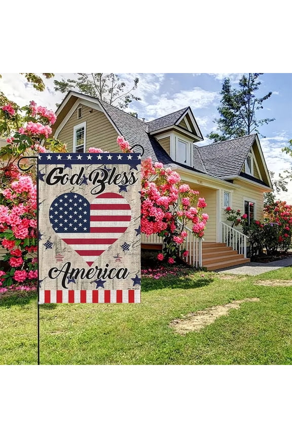 Independence Day American Garden Flag Small Weatherproof Patriotic Usa Garden Flags Outside Thick Burlap Print Flags For Outdoor Yard Patio Lawn Decor