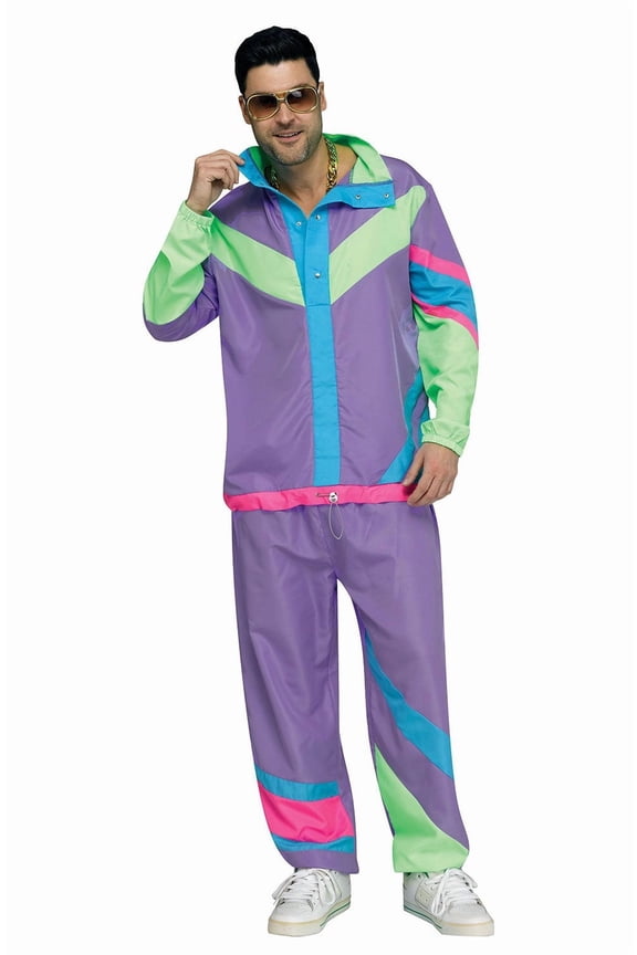 Hip 80's Retro Sweat Track Suit Adult Mens Costume Plus Size