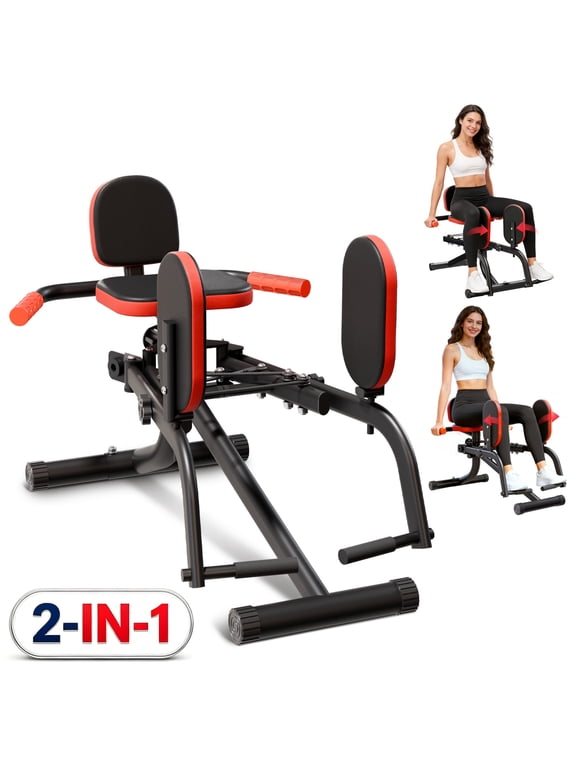 Hip Abductor Machine, 2-in-1 Thigh & Glute Trainer for Home Gym, Adjustable Resistance for Inner/Outer Thigh Toner and Butt Lifter, Compact Leg Workout Equipment