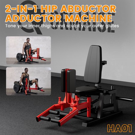Hip Abductor Machine, Plate-Loaded Inner and Outer Thigh Machine, Hip Trainer, Hip Thrusters for Home Gym