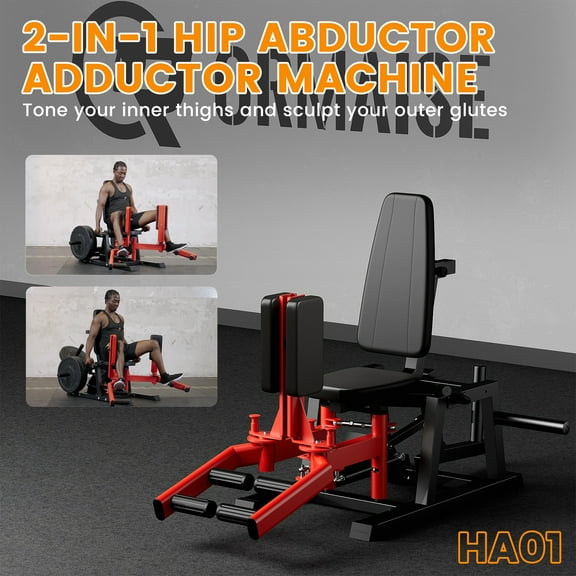 Hip Abductor Machine, Plate-Loaded Inner and Outer Thigh Machine, Hip Trainer, Hip Thrusters for Home Gym