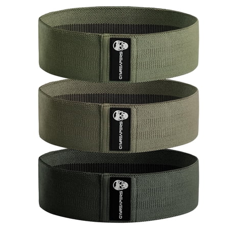 Hip Bands For Booty Workouts | Non Slip Fabric Band Set With 3 Levels - Resistance Bands For Legs & Hip - For Men & Women (Military Green)
