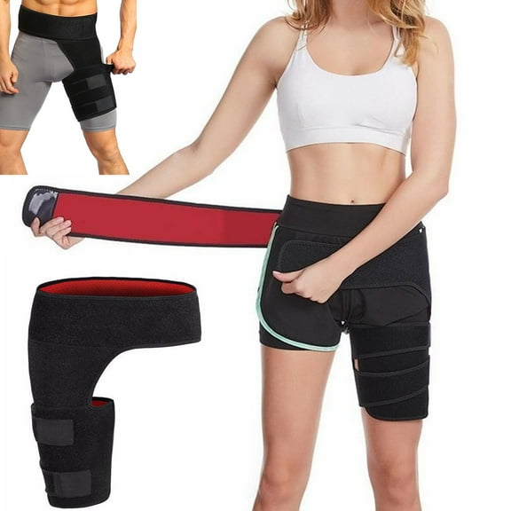 Hip Brace Adjustable Hip Pain Groin Support Wrap Belt for Men Women Sciatica Pain Relief, Compression Hip Brace Sleeve Wrap for Pulled Muscles Suppor,Black Red