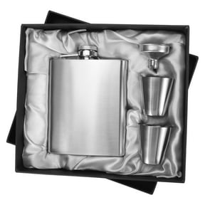 Hip Flask Gift Set of 4, 7 Oz Drinking Flasks for Liquor for Men Women, Stainless Steel Alcohol Whiskey Flask with Funnel & 2 Cups, Metal Pocket Flask Gift Box For Wedding Groomsmen