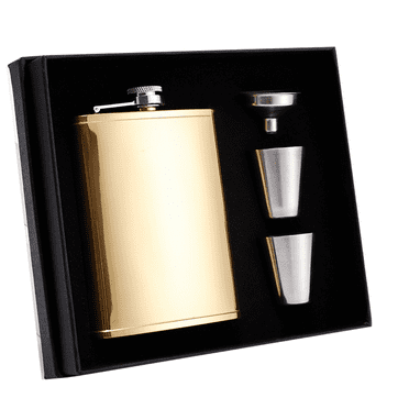Hip Flask Gift Set,Hip Flasks for Liquor for Men with Black Leather Cover