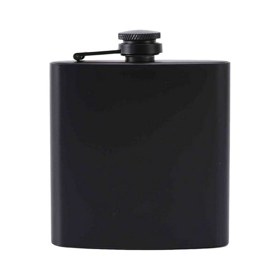 Hip Flask for Liquor for Men Matte Black Stainless Steel Leakproof and Funnel, with Never-Lose Metal Cap, Drinking Flasks for Wedding Party Gift Outdoor Activities, 6 Oz