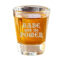 Hip Flask Plus 2oz Shot Glass - Machine Engraved "Babe with the Power" Design