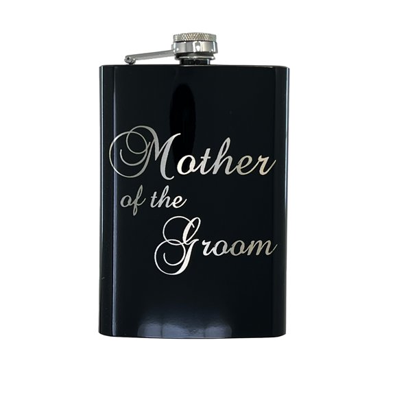 Hip Flask Plus 8oz Black Stainless Steel Mother of Groom Flask