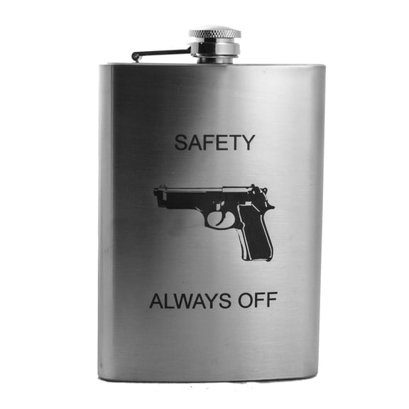 Hip Flask Plus 8oz Safety Always off Stainless Steel Flask - Leak-Proof & Polished Finish