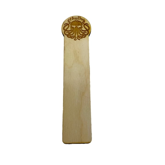 Hip Flask Plus Cthulhu Bookmark - Laser Engraved Raw Wood