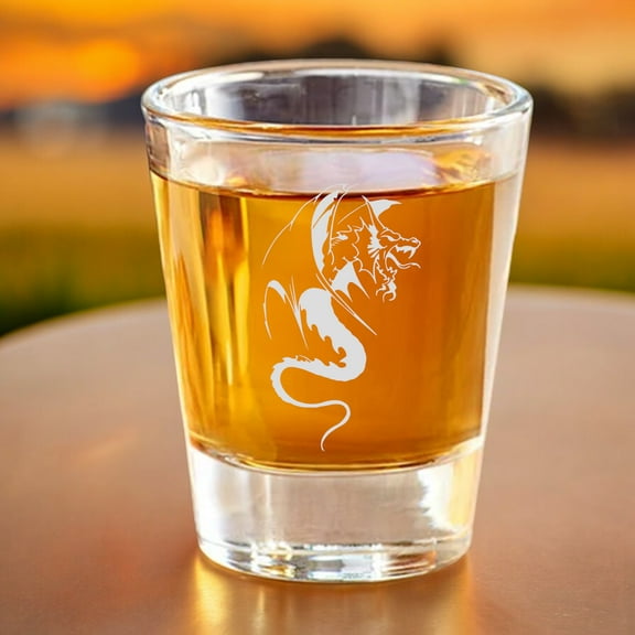Hip Flask Plus Dragon Three Machine Engraved Shot Glass