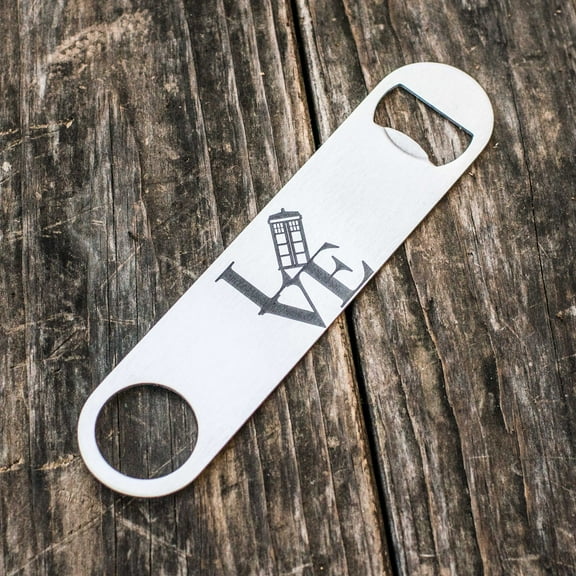 Hip Flask Plus Geek Love Collection - Police Call Box Stainless Steel Bottle Opener