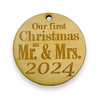 Ornament - 2021 Our First Christmas as Mr and Mrs - Raw Wood 3x3in Ornament - 2021 Our First Christmas as Mr and Mrs - Raw Wood 3x3in