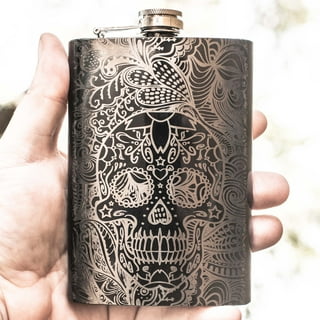 8oz BLACK Lineman Skull Flask 8oz BLACK Lineman Skull Flask