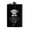 thumbnail image 1 of Hip Flask Plus Stainless Steel 8oz Black Flask - World's Okayest Pilot, 1 of 3