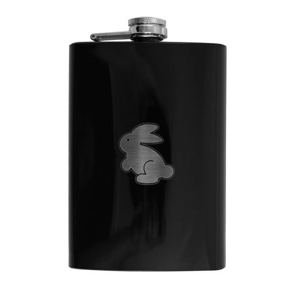 Hip Flask Plus Stainless Steel 8oz Flask - Black Follow the White Rabbit