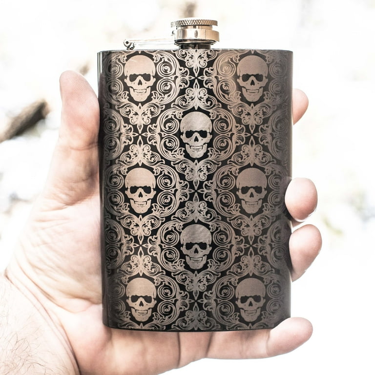 8oz BLACK Gothic Baroque Flask 8oz BLACK Gothic Baroque Flask