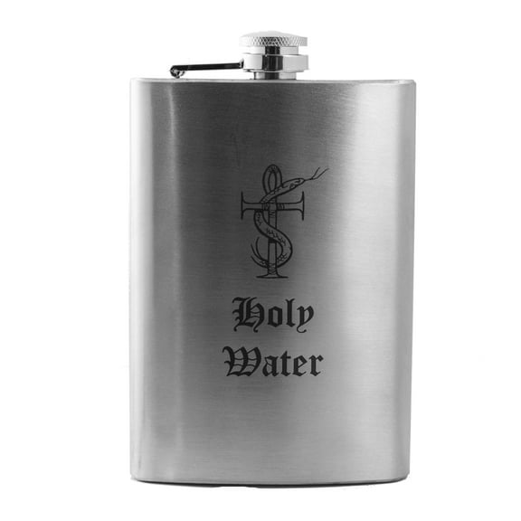 Hip Flask Plus Stainless Steel 8oz Holy Water Flask - Laser Engraved