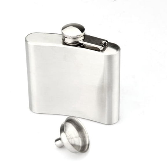 MERRYHAPY Food Grade Stainless Steel Hip Flask Plated Silver Color Leak Proof with Funnel