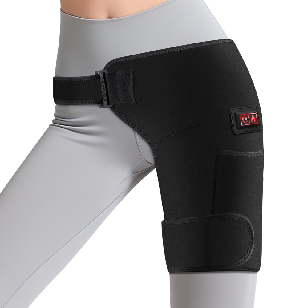 Hip Heating Pad with Vibration, Electric Heated Hip Brace for Men Women, 660nm&850nm,Thigh/Buttock Cordless Electric Heat Pad for Sciatica, Birthday for Mom/Wife (Black)