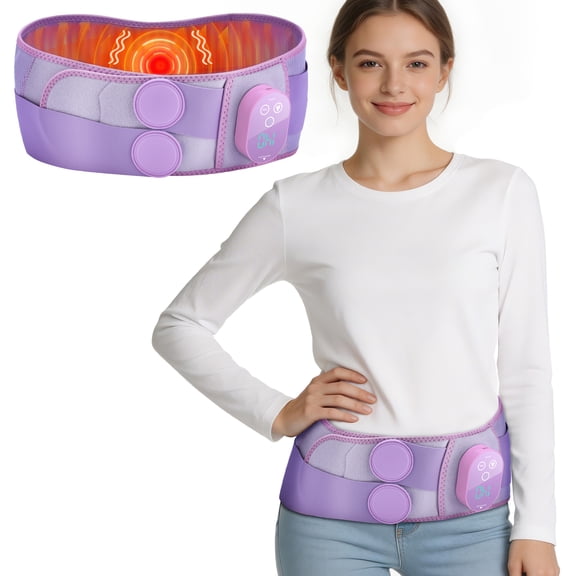 Hip Heating Pad with Vibration Heated Hip Wrap for Hip Support Brace, Hip Belt with 5 Heating Modes and 3 adjustable vibration modes for Thigh,Back,Buttock (Purple, Up to 52'')