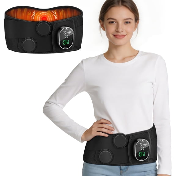 Hip Heating Pad with Vibration Massage 5 Heat Levels 3 Timer Settings 3000mAh Battery Cordless Rechargeable Heated Wrap for Hip Discomfort with Extension Strap