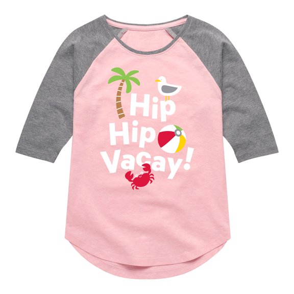 Hip Hip Vacay  - Toddler & Youth Girls Raglan Graphic T-Shirt