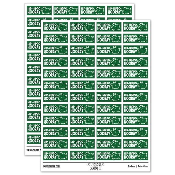 Hip-Hippo Hooray Teacher Student School Sticker Set - Dark Green - Gloss Finish - 1.25" Mini