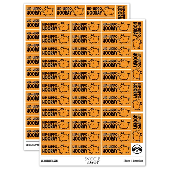 Hip-Hippo Hooray Teacher Student School Sticker Set - Orange - Matte Finish - 1.5" Small