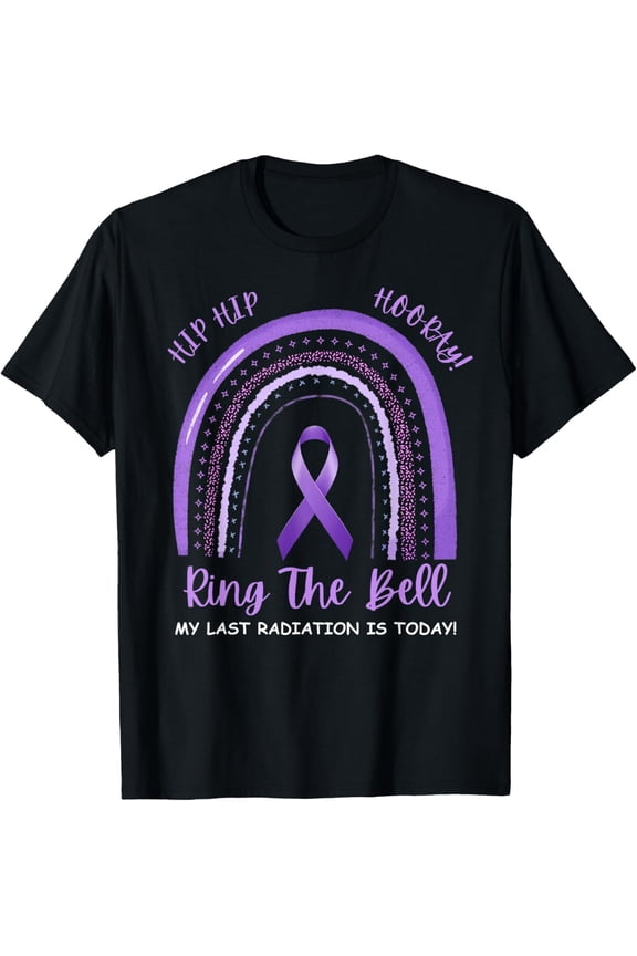 Hip Hooray Ring The Bell Last Day Radiation Chemo Cancer T-ShirtMen and women, Black T-shirt, size: Extra large