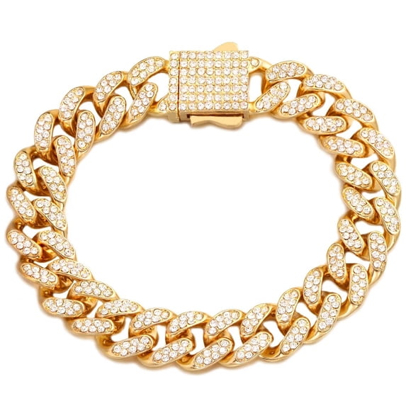 Hip Hop 13MM Cuban Link Chain Bracelet For Men Women Luxury Bling Iced Out Full Rhinestone Paved Cuban Chain Jewelry Wholesale GC