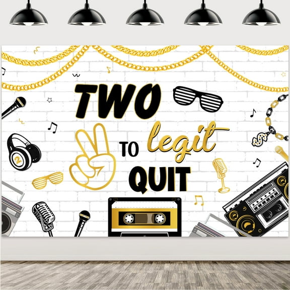 Hip Hop 2nd Birthday Backdrop Boys Two Legal 2 Quit Theme Party Banner Wall Decor Old School Hip Hop Crown Number One Backdrop Props