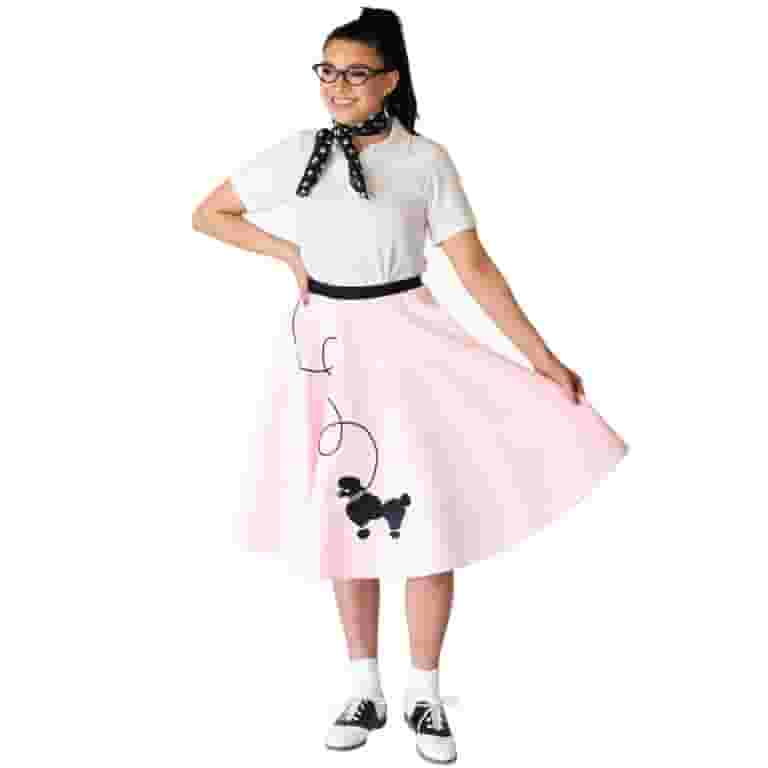 Plus Size 4pc Polka Dot 50's Poodle Skirt Costume with Accessories