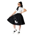 thumbnail image 1 of Hip Hop 50's Shop 1950s Adult 4 Piece Poodle Skirt Costume Outfit for Women with Accessories (glasses, socks, scarf) (XLarge/2XLarge Black w/White), 1 of 7