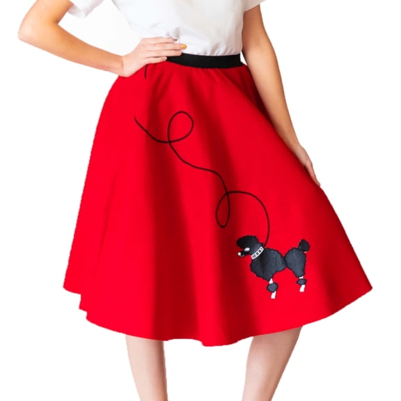 Hip Hop 50's Shop 1950s Adult Poodle Skirt Costume for Women (XS/S Red)