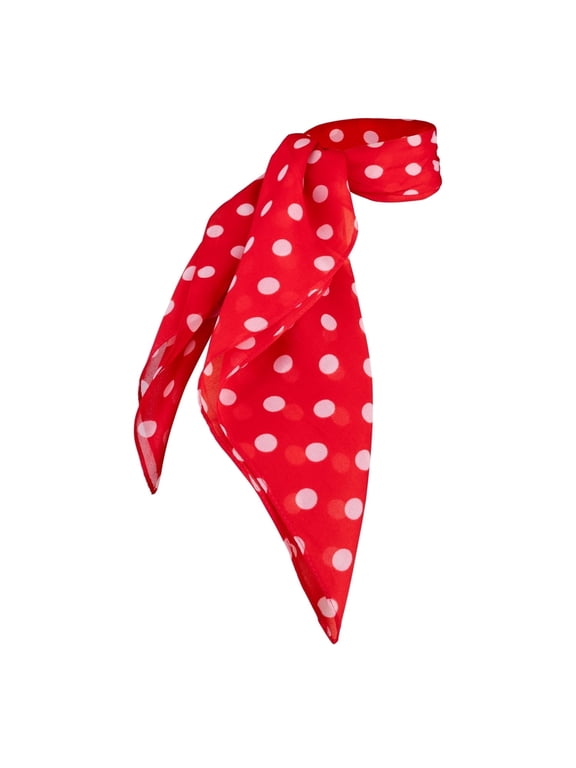 1950s Chiffon Scarf Square Vintage Retro Sheer Neck Hair Tie Women (20" Red Polka Dot)