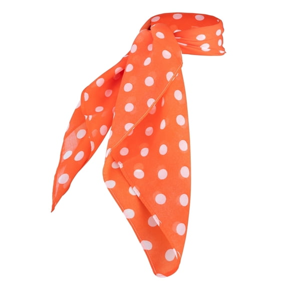 Hip Hop 50's Shop 1950s Chiffon Scarf Square Vintage Retro Sheer Neck Hair Tie Women (23" Orange Polka Dot)