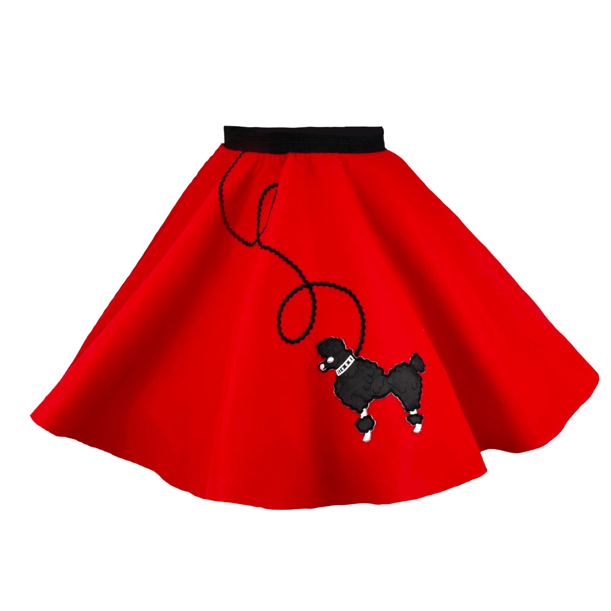 Qnprt 50s Girls Costume Accessory Set - Poodle Skirt, Socks, Scarf, Glasses, Ponytail Holders
