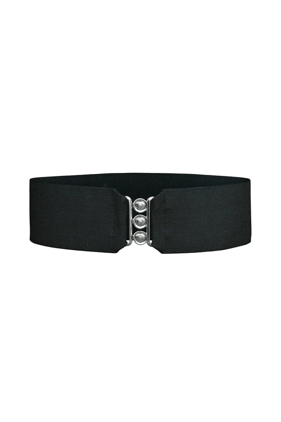 1950s Style 3” Wide Elastic Cinch Belt for Women Handmade in the USA (M/L Black)