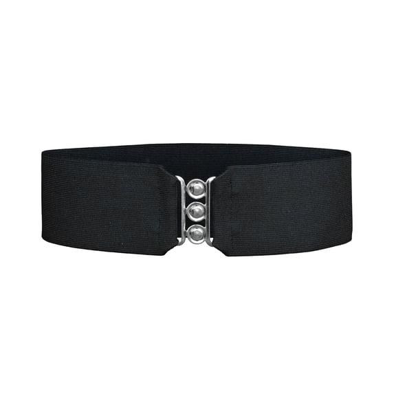 Hip Hop 50's Shop 1950s Style 3” Wide Elastic Cinch Belt for Women Handmade in the USA (XL/2X Black)