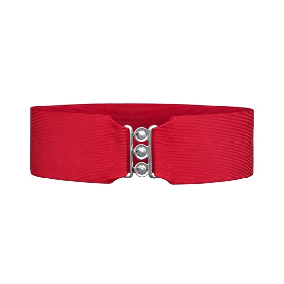 Hip Hop 50's Shop 1950s Style 3” Wide Elastic Cinch Belt for Women Handmade in the USA (XS/S Red)