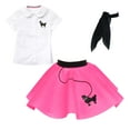 thumbnail image 1 of Hip Hop 50's Shop 1950s Toddler 3 Piece Poodle Skirt Outfit with Scarf and Poodle Blouse, Halloween Pretend Play Costume Set (2T Hot Pink), 1 of 7