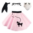 thumbnail image 1 of Hip Hop 50's Shop 1950s Toddler Poodle Skirt with Scarf, Bobby Socks, and Glasses, 4 Piece Halloween or Pretend Play Costume Set (Light Pink), 1 of 5