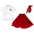 thumbnail image 1 of Hip Hop 50’s Shop Girls 3 Piece Child Poodle Skirt Outfit (Large Child 10 Red), 1 of 6