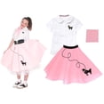 thumbnail image 1 of Hip Hop 50’s Shop Girls 3 Piece Child Poodle Skirt Outfit (Large Child 12 Light Pink), 1 of 6