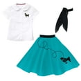 thumbnail image 1 of Hip Hop 50’s Shop Girls 3 Piece Child Poodle Skirt Outfit (Large Child 12 Teal), 1 of 5