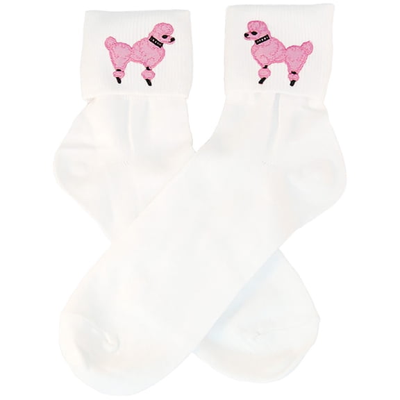 Hip Hop 50's Shop Girls Bobby Socks W/Poodle Applique for Children (Hot Pink)